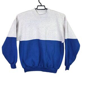 Mens Vintage 90s Dodger Gray & Blue Colorblock Sweatshirt Long Sleeve Size XL